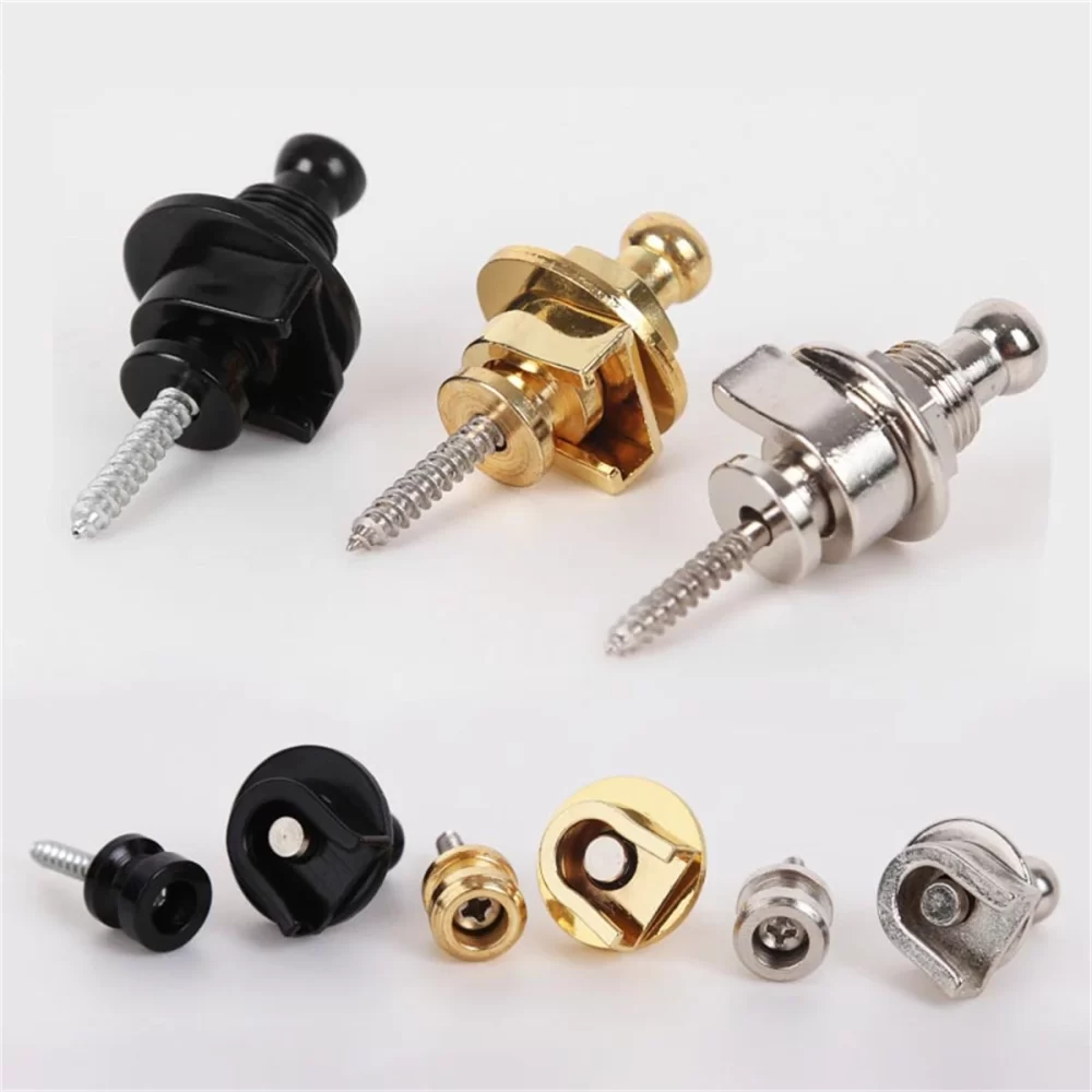 Guitar Strap Locks with Black Washers, Secure Strap Retainer System for Guitar and Bass - Image 3