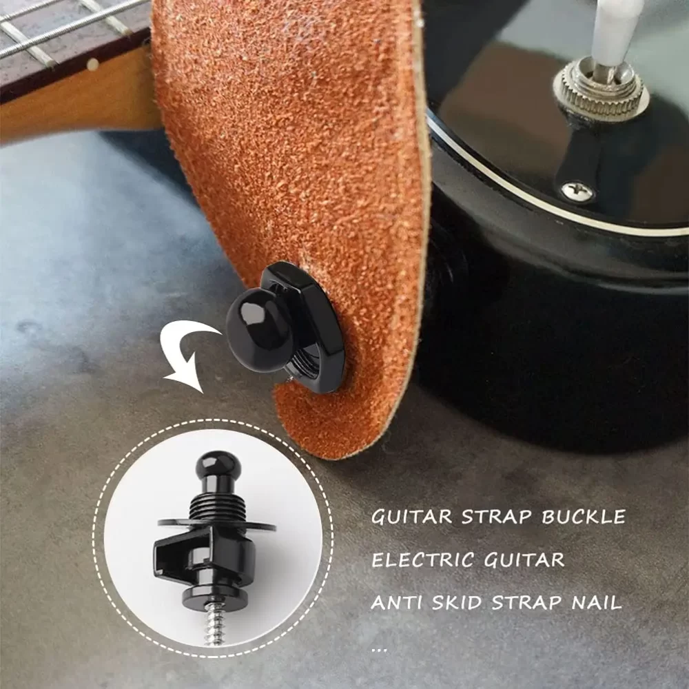 Guitar Strap Locks with Black Washers, Secure Strap Retainer System for Guitar and Bass - Image 4