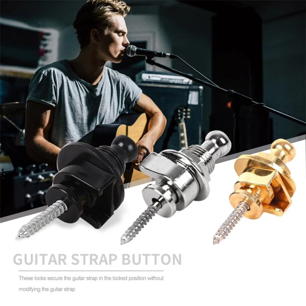 Guitar Strap Locks with Black Washers, Secure Strap Retainer System for Guitar and Bass - Image 5